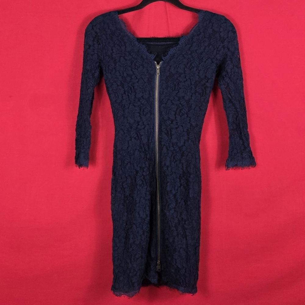 DIANE VON FURSTENBURG Zarita Lace Dress Navy Blue Size 0 ASO‎ Meghan Markle - Picture 5 of 7
